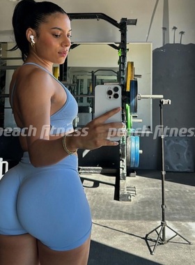 DFYNE健身短裤女夏季多巴胺蜜桃提臀高腰跑步瑜伽紧身三分运动裤