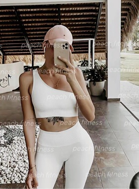 aimn同款单肩运动文胸无标 ins爆款美背运动内衣 白色百搭健身bra