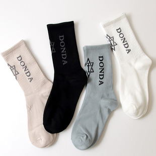 恶搞侃爷专辑限定DONDA六芒星kanye同款袜子男女街头运动情侣潮袜