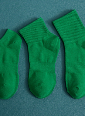 袜子女短筒纯棉BV绿夏季薄款浅口隐形船袜墨绿中筒袜男ins潮网红