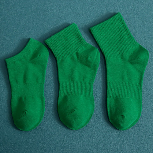 ins网红夏季情侣墨绿BV绿袜子