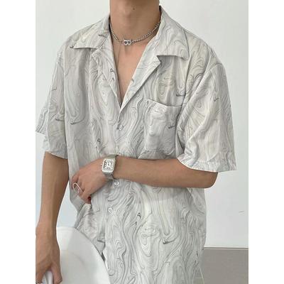 东南亚花衬衫短袖男女情侣装复古港风宽松五分袖沙滩度假风夏威夷