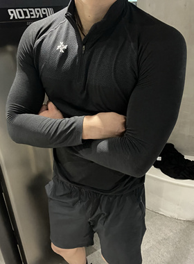 【卡秋山】黑豹mvt拉链高领运动长袖无缝提花显大速干透气弹力衣