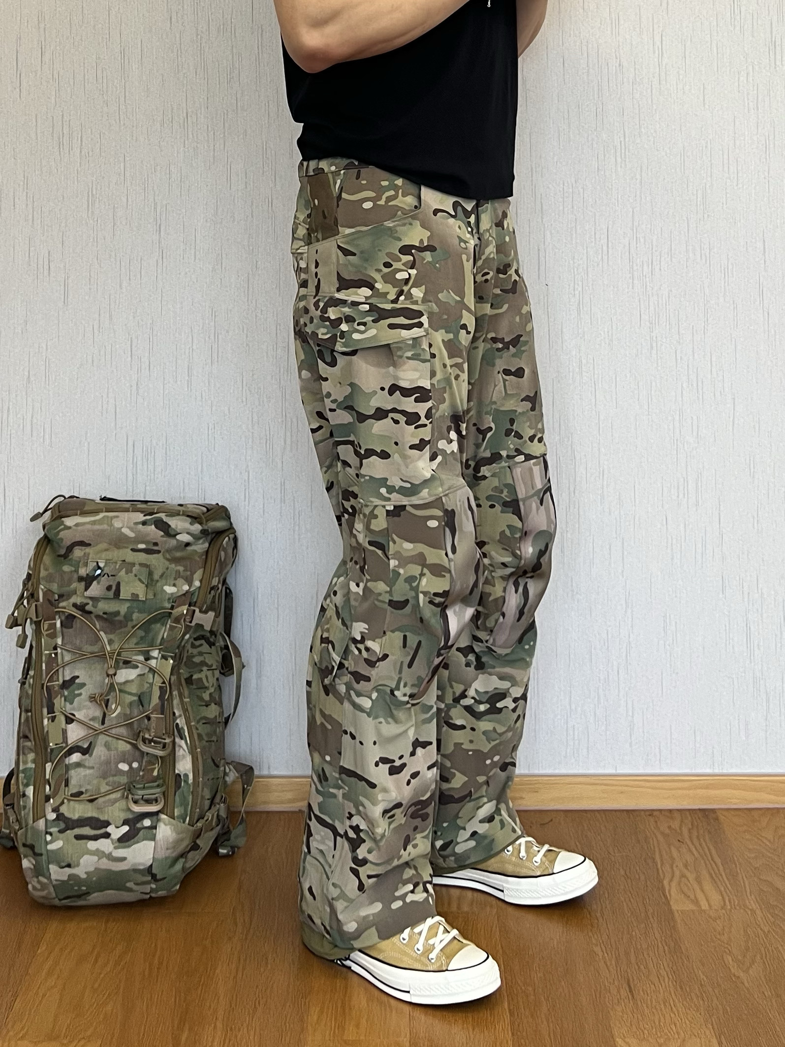 【卡秋山】军鸟司芬克斯软壳橘皮迷彩弹力防泼冲锋战术裤长裤