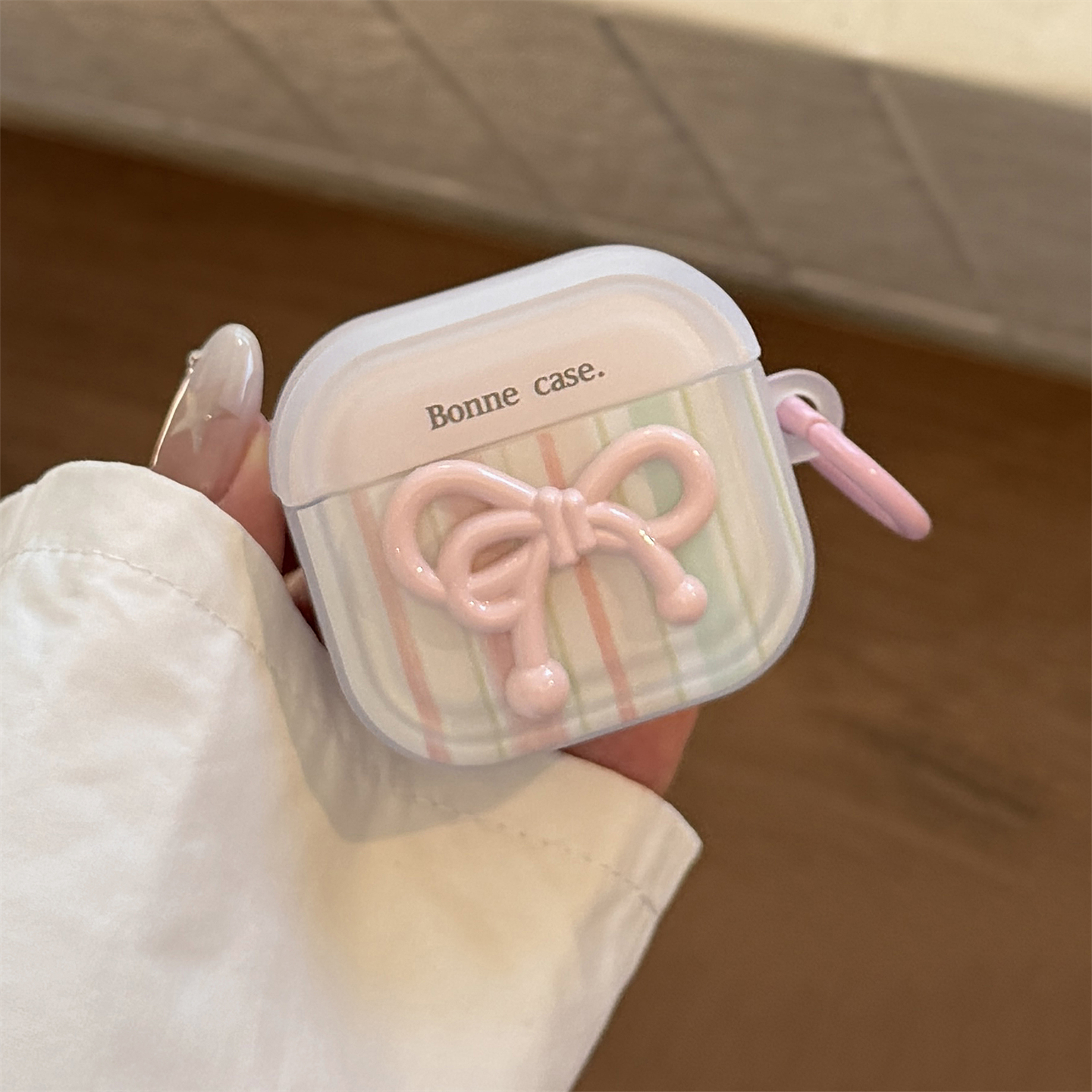 日韩粉色立体蝴蝶结耳机套