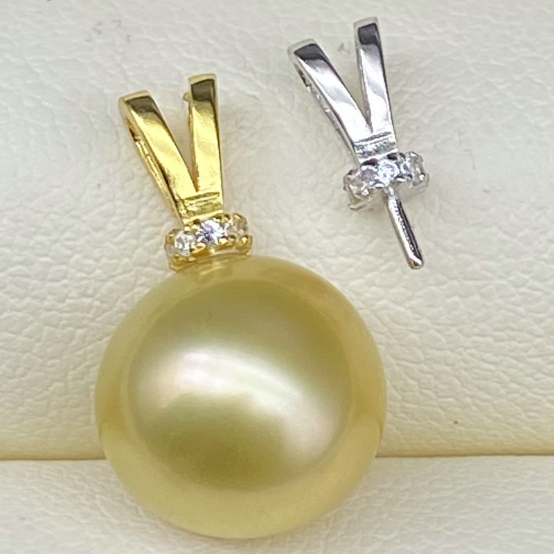 s925纯银珍珠吊坠配件空托v字