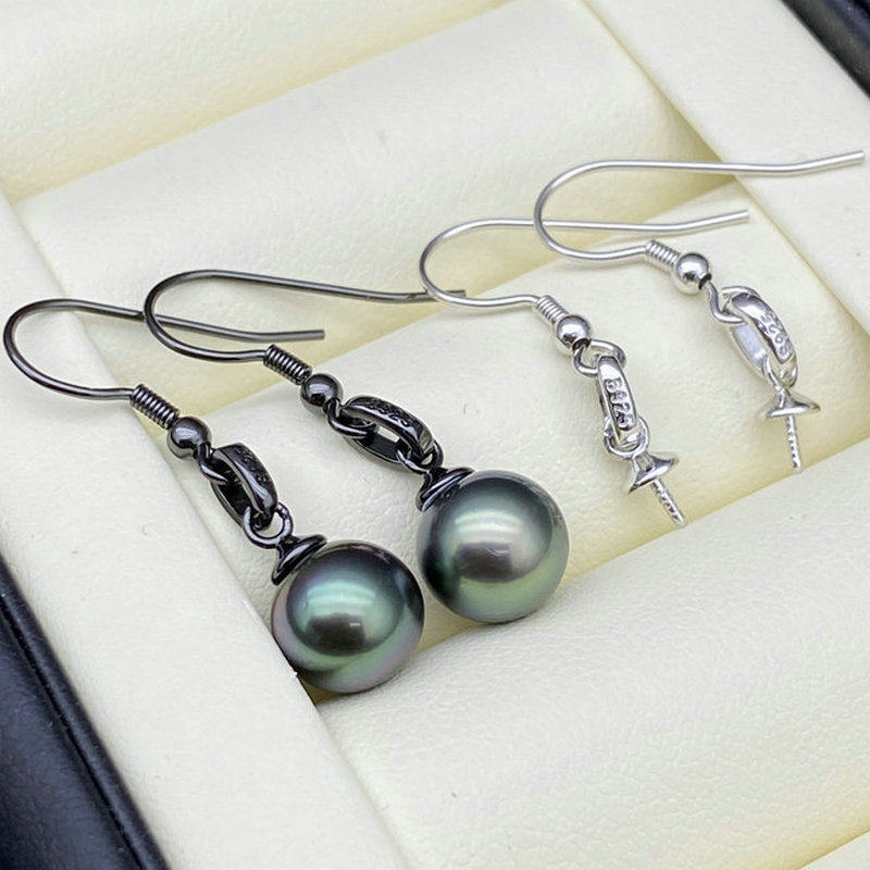 源头工厂s925纯银珍珠耳环空托配件diy手工通体银暗黑系黑色耳钩,饰品/流行首饰/时尚饰品新,银饰配件,淘宝优惠券,粉丝福利购,淘宝优惠卷