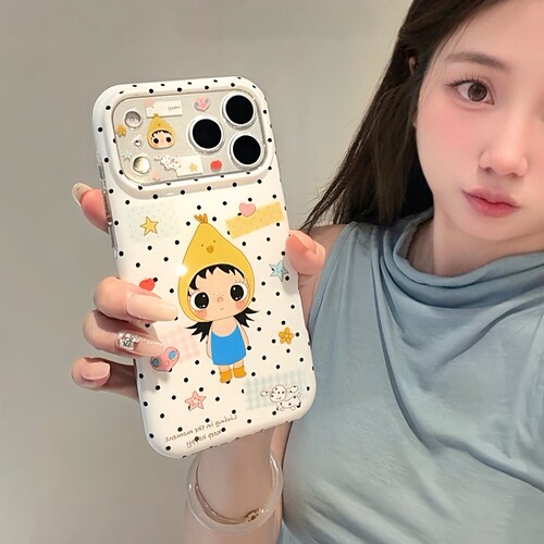 适用苹果手机壳波点女孩卡通可爱
