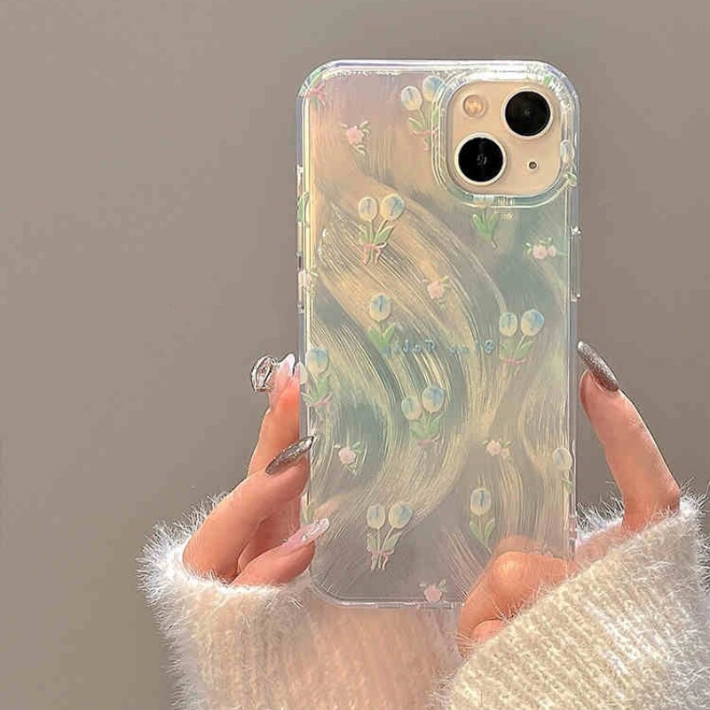 简约羽纱蓝色适用iPhone16promax手机壳苹果15新款14创意13男女15ProMax软边个性16Pro郁金香i