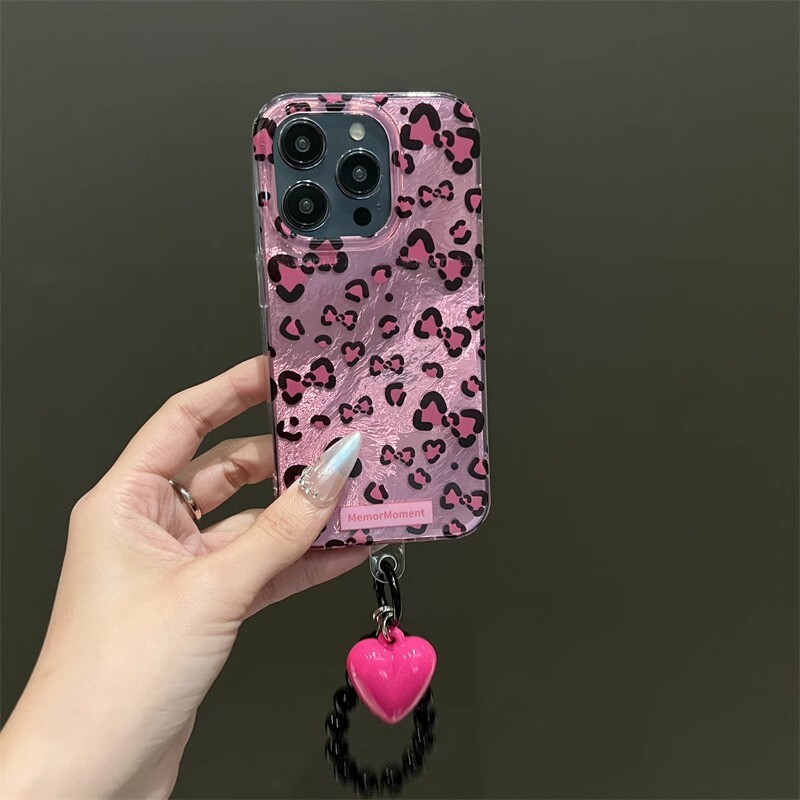 个性羽纱蝴蝶结适用iPhone16promax手机壳苹果15新款14创意13男女15ProMax爱心16Pro豹纹ins