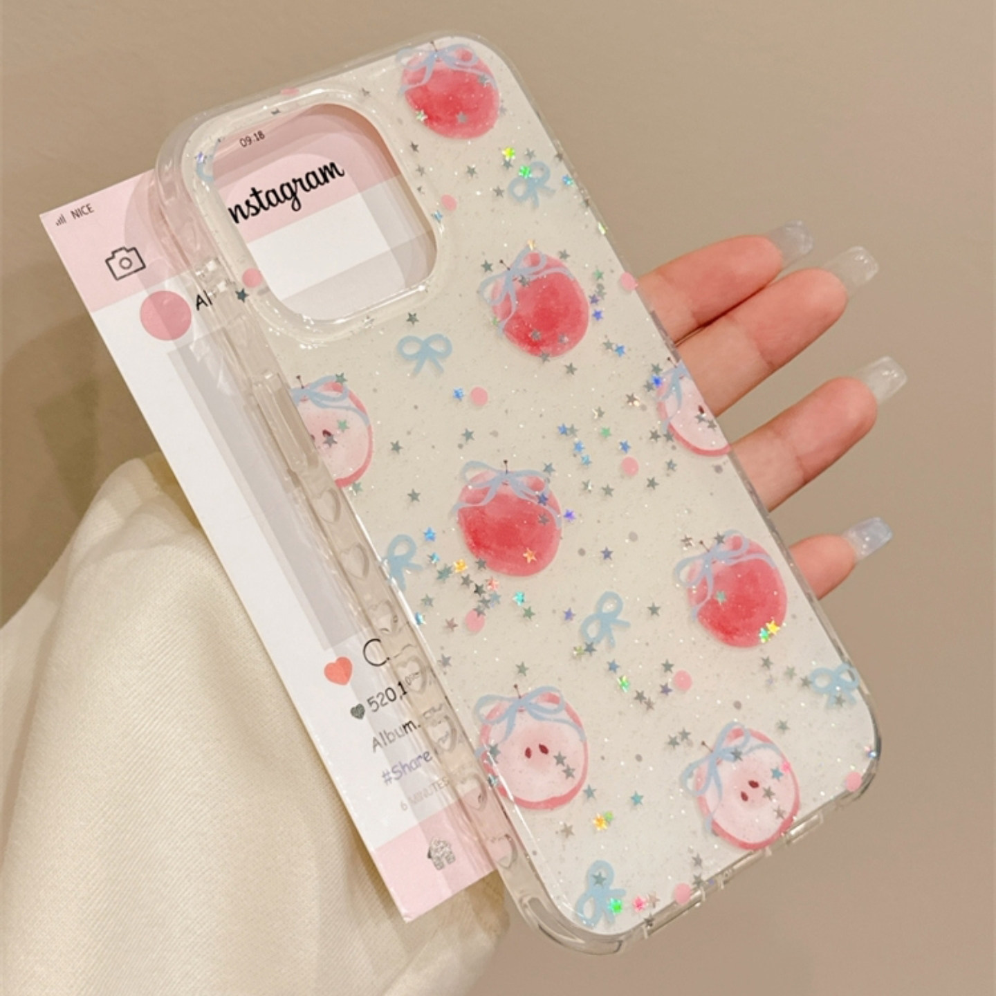 闪粉蝴蝶结适用iPhone16promax手机壳苹果15新款14小众13星星15ProMax简约16Pro防摔超火ins