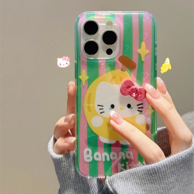 条纹凯蒂猫适用iPhone16promax手机壳苹果15新款14卡通13女15ProMax软16Pro防摔超火ins网红