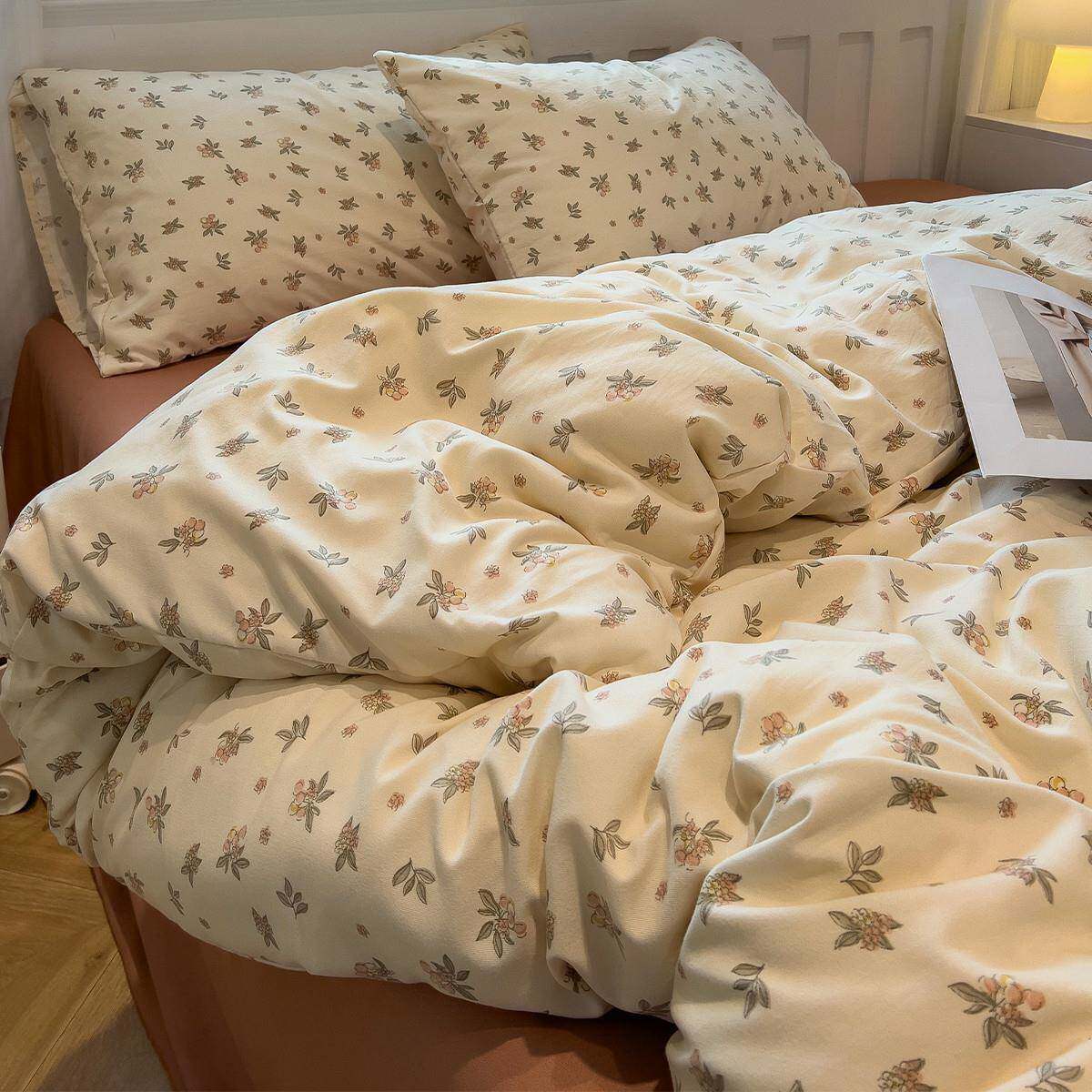 2025针织棉双层纱床上四件套1.5m小清新风被套床单亲肤柔软床品