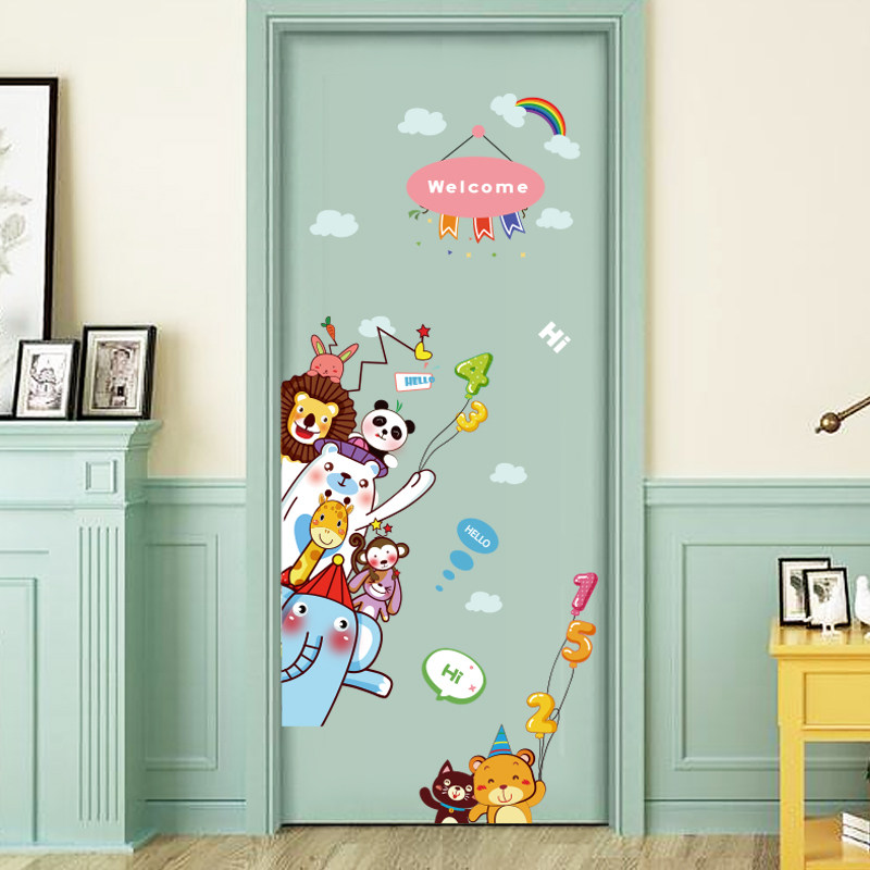 卡通儿童房卧室装饰创意房门贴立体感墙纸自粘房间墙贴画墙面贴纸