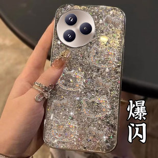 镀银直边爆闪适用小米Civi5Pro手机壳全包K80保护套14+新款1S高级感Turbo4女款11青春版防摔K70至尊冠军版