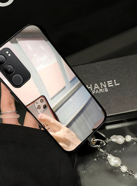 化妆镜镜面适用vivoY50 5G手机壳网红Y77e新款T1x巨好看Y9s新品Z5i全包Y200i带镜子V27高级感Y76s外壳Y77 5G