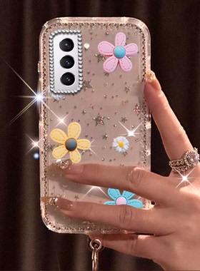 春天闪钻巨好看适用三星GalaxyS26手机壳透明S25Ultra网红S21Plus镶钻S22Plus外壳A22 5G女款A51 4G硅胶S25