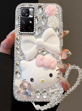 满钻奢华卡通KT猫适用redmi红米Note11 5G手机壳网红12R透明11T保护套K202025年10女款12turbo可爱10高级感