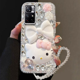 满钻奢华卡通KT猫适用redmi红米Note11 5G手机壳网红12R透明11T保护套K202025年10女款12turbo可爱10高级感