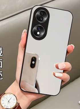 纯色镜面补妆带镜子适用华为荣耀70手机壳70Pro新款honor50保护套80Pro女士30s高端x10max曲屏10/play6t/x20