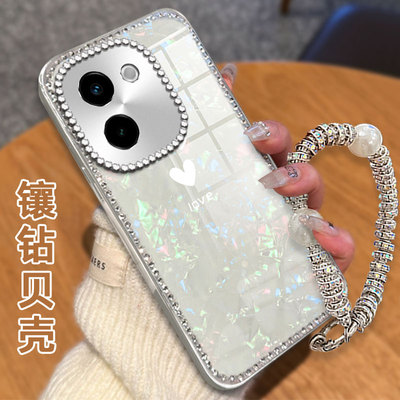 2026新款镶钻贝壳适用vivoY200手机壳女款Y33t外壳Y33s保护套Z3防摔Y73s网红z8高级感Y36新款Y52S全包Y500