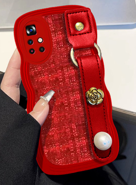 布艺小香风红色本命年适用redmi红米Note11 5G手机壳全包8网红12X保护套1S高级感K40S秋冬11针织10 外壳2春节