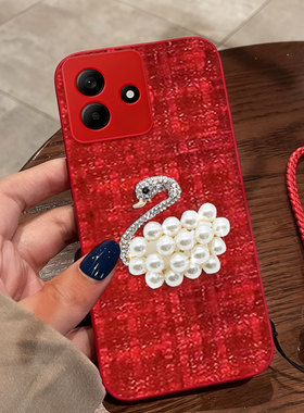 红色本命年布艺小香风适用Redmi红米Note14手机壳结婚9 秋冬9 4G外壳14+春节13R/2026年15喜庆10A防摔14冬天