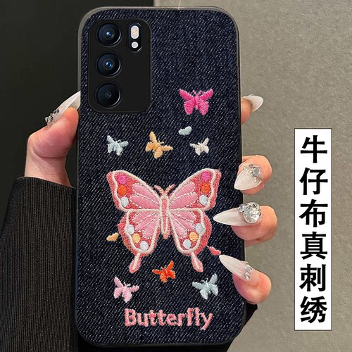 真刺绣牛仔布艺  不掉色 不脱丝