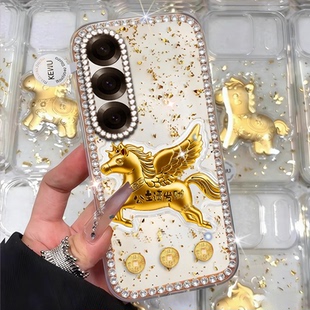 2026马年发财适用三星GalaxyZFold6手机壳外壳ZFlip7女款 ZFold2春节ZFlip上档次W25镶钻W21高级感W22新年款