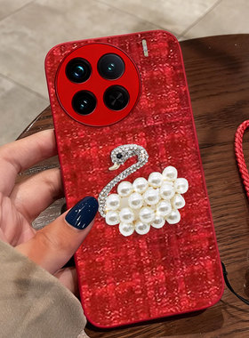 红色本命年布艺小香风适用vivoX90手机壳防摔5S过年X300本命年X100S外壳X300全包8春节5冬天7喜庆x100名媛