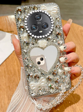 轻奢满钻带镜子适用荣耀Magic5手机壳新品X50保护套Magic3至臻版高级感Magic5Pro新款Magic6Pro女士