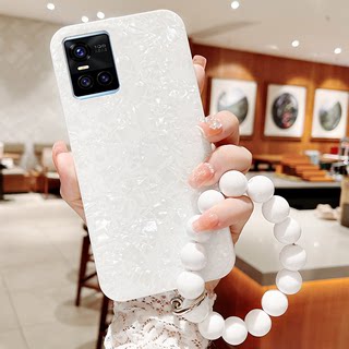 白色仙女贝壳圆珠链适用VIVO S9手机壳vⅰvo爆款s10pro步步高ⅴⅰv0维沃s7e活力版S6/S5/S1新款x80女iqooneo6