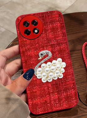 红色本命年布艺小香风适用oneplus1+一加Ace5手机壳冬天9春节12全包6防摔3喜庆过年9RT喜庆竞速版外壳3Pro