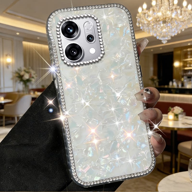 高级镶钻七彩贝壳适用OPPOReno14手机壳硅胶12/2026年2Z高级感14防摔4SE 外壳12镶钻9+新品13新款3小众2全包