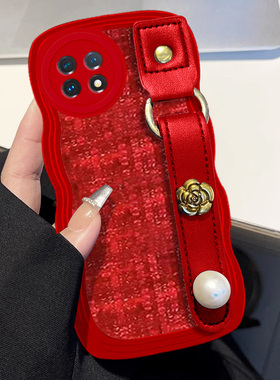 布艺小香风红色本命年适用oneplus一加11手机壳过年NordCE3秋冬9Pro全包10T喜庆11R女款9R马年Ace2Pro针织9