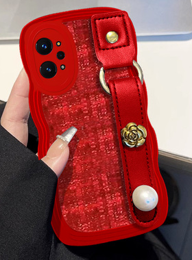 布艺小香风红色本命年适用realme真我GT2手机壳秋冬12+防摔10喜庆V11新品GT大师版新年款Narzo30 过年12名媛