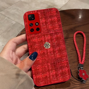 外壳11本命年15结婚14 4G喜庆13 5G手机壳春节15R全包14R秋冬9 红色本命年布艺小香风适用Redmi红米Note11