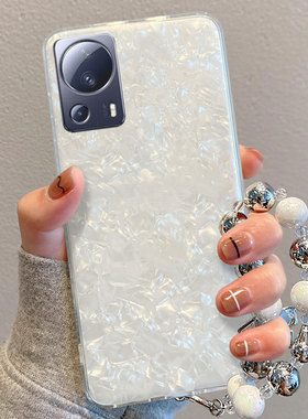 直边简约贝壳纹适用小米Civi2手机壳透明11青春版高级感13Pro新品新款14潮流Civi3全包SPro防摔Note外壳