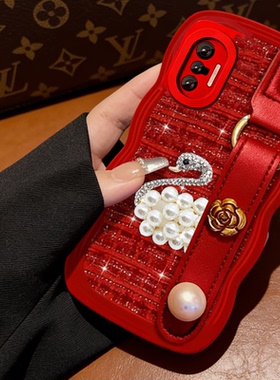 红色喜庆布艺小香风适用VIVOX70手机壳名媛Y77 5G毛绒Y55s防摔s5全包X50外壳Y70s马年X20春节s9E喜庆X100S