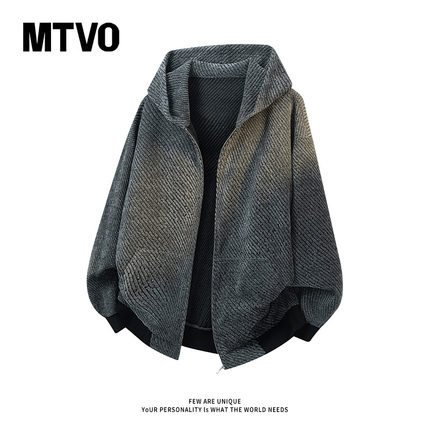 MTVO迈特优小香风cleanfit条纹卫衣外套男款秋季美式重磅连帽夹克