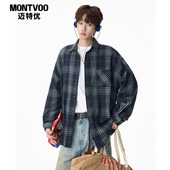 复古格子长袖 衬衫 男生春季 迈特优美式 防晒情侣寸衫 休闲衬衣外套