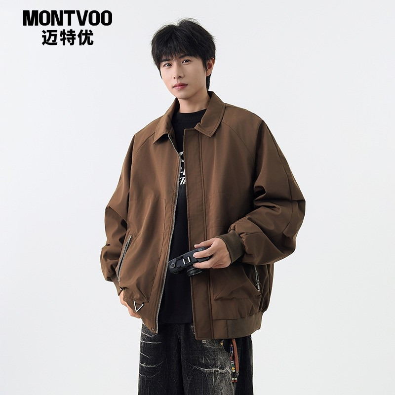 【巴恩风】棕色棒球服夹克男外套