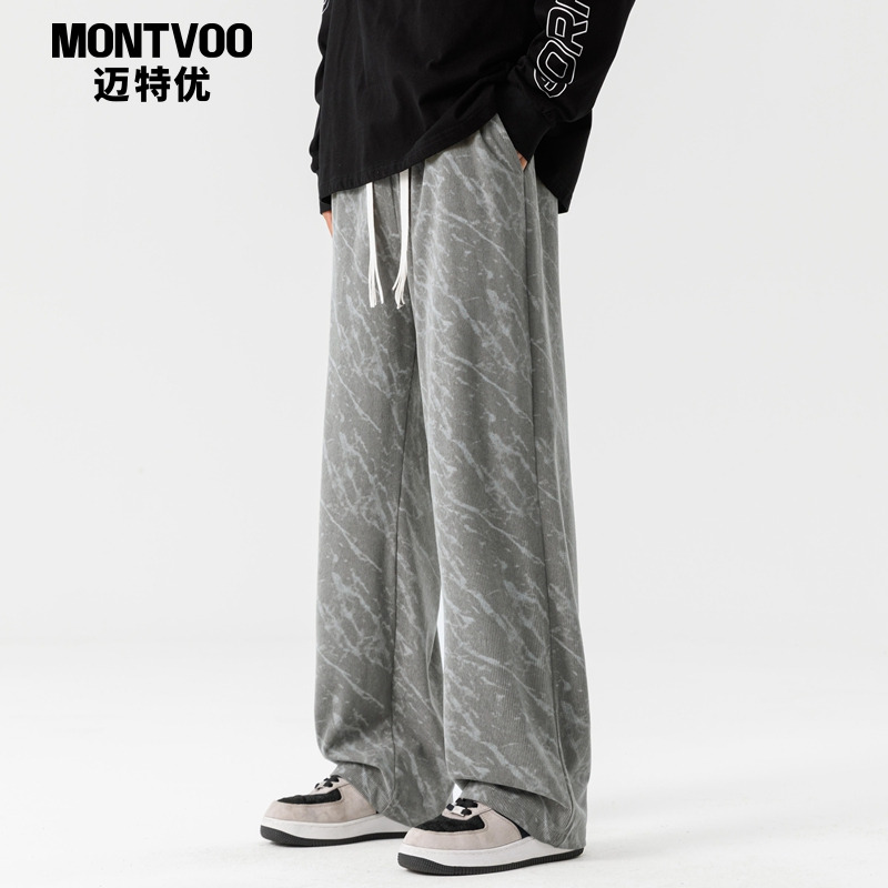 【保暖神裤】加绒扎染直筒休闲裤