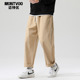 男夏季 薄款 重磅日系复古阔腿长裤 纯棉直筒休闲裤 潮牌运动九分裤 子