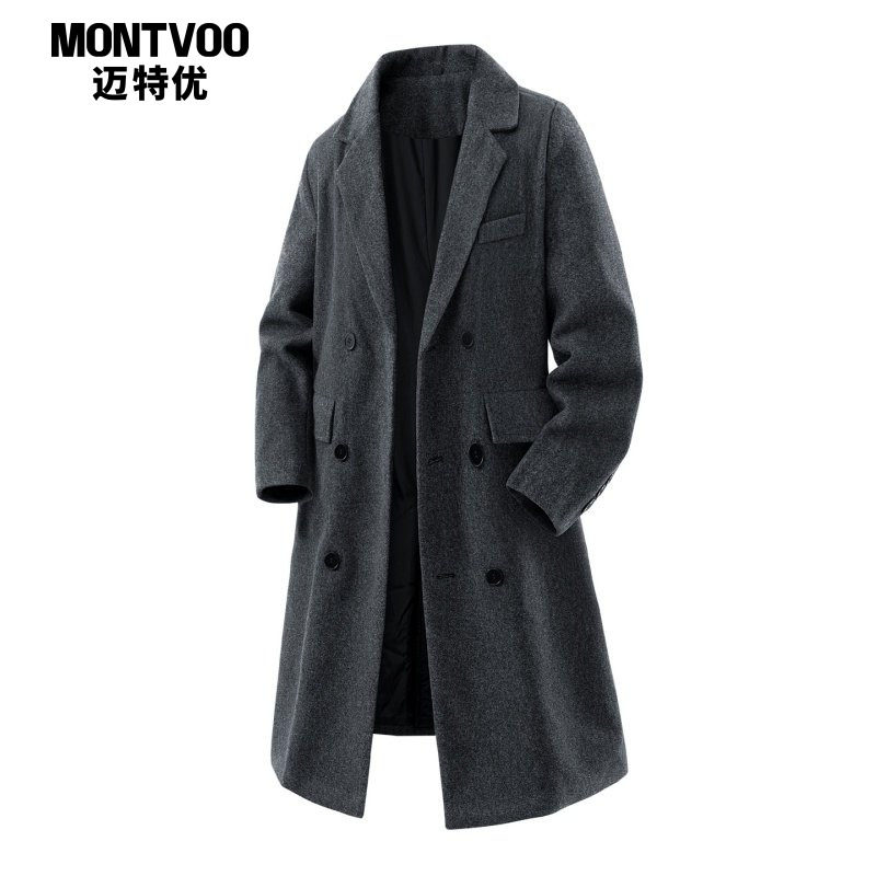 迈特优冬季毛呢大衣男士韩版西装领双排扣保暖外套中长款过膝风衣,男装,毛呢大衣,淘宝优惠券,粉丝福利购,淘宝优惠卷