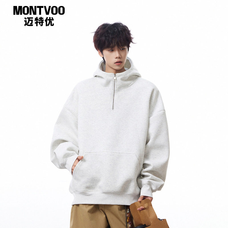 【重磅半拉链】加绒加厚连帽卫衣