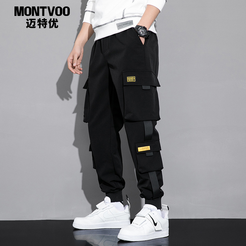 男士工装裤秋冬季韩版潮流加绒加厚日系束脚休闲运动炸街长裤裤子