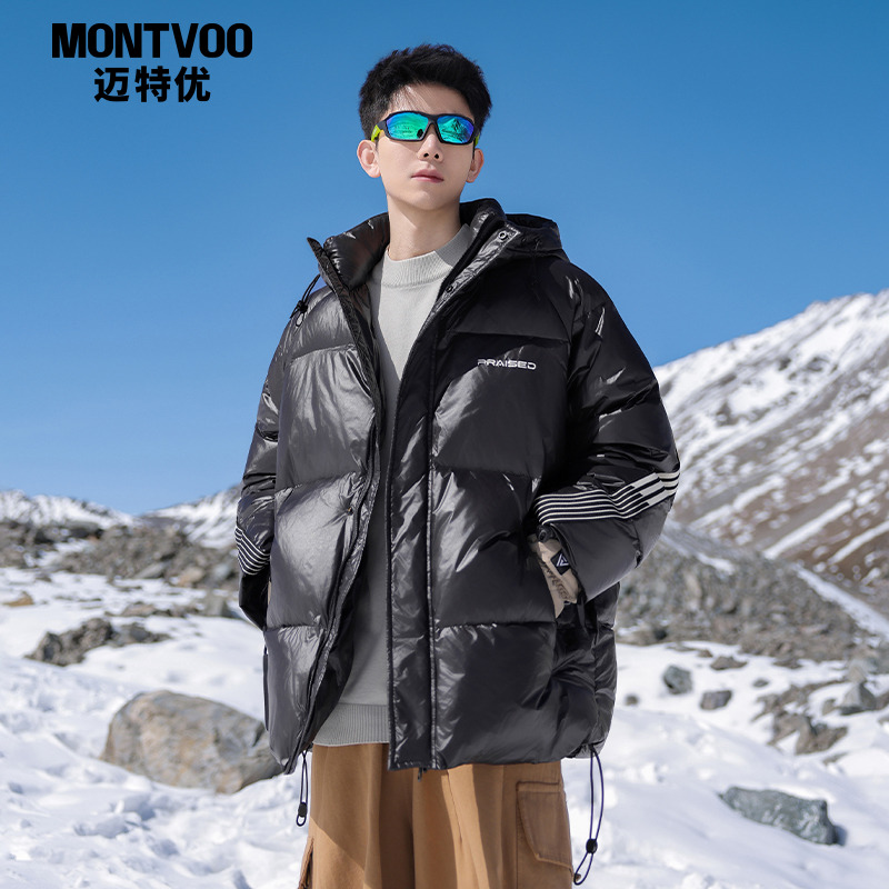 【美式潮牌】织带拼接羽绒服男士