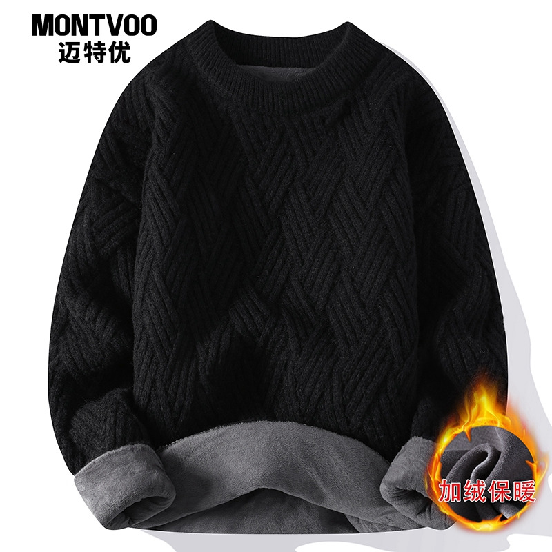 针织衫毛衣迈特优加绒保暖圆领