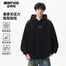 迈特优黑色卫衣男新款潮牌情侣logo上衣连帽美式街头宽松加绒外套